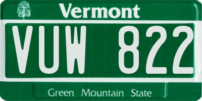 VT license plate VUW822