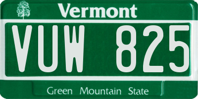 VT license plate VUW825