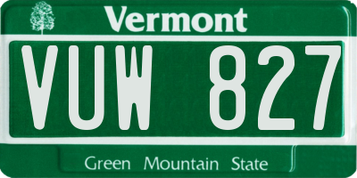 VT license plate VUW827