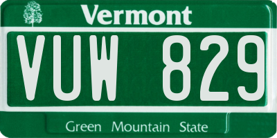 VT license plate VUW829