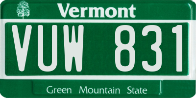 VT license plate VUW831