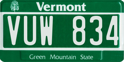 VT license plate VUW834