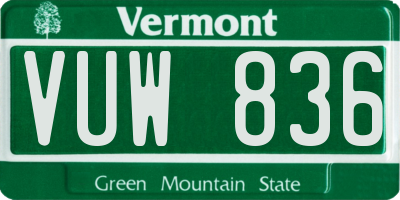 VT license plate VUW836