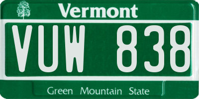 VT license plate VUW838