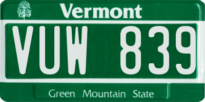 VT license plate VUW839