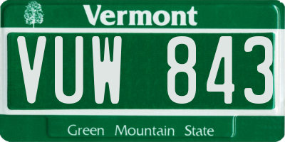 VT license plate VUW843