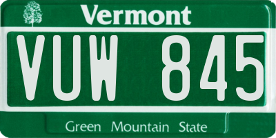 VT license plate VUW845