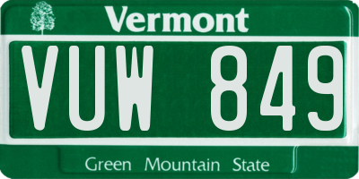 VT license plate VUW849