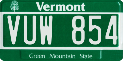 VT license plate VUW854