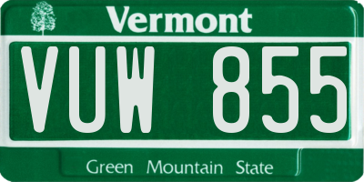 VT license plate VUW855