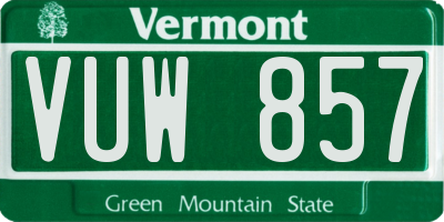 VT license plate VUW857