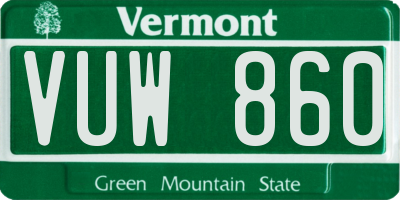 VT license plate VUW860