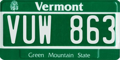 VT license plate VUW863