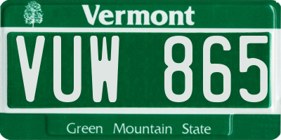 VT license plate VUW865