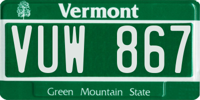 VT license plate VUW867