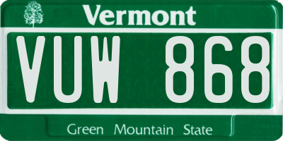 VT license plate VUW868
