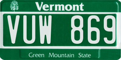 VT license plate VUW869