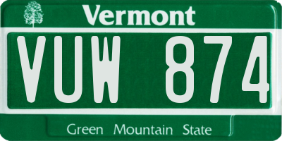 VT license plate VUW874