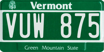 VT license plate VUW875
