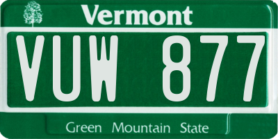 VT license plate VUW877