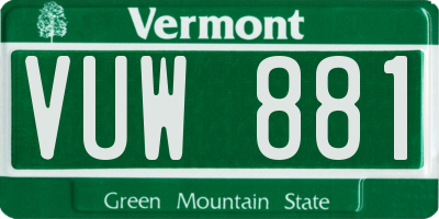 VT license plate VUW881