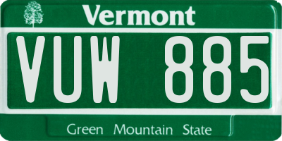 VT license plate VUW885
