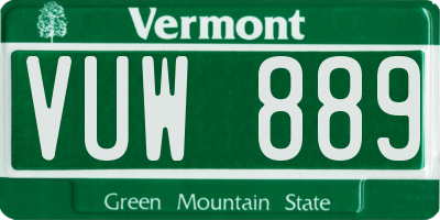 VT license plate VUW889