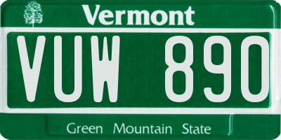 VT license plate VUW890