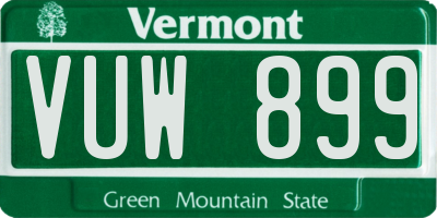 VT license plate VUW899