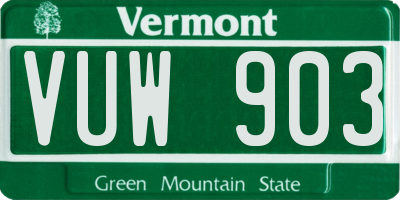 VT license plate VUW903