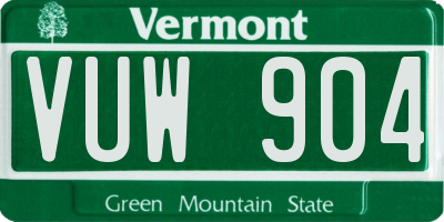 VT license plate VUW904