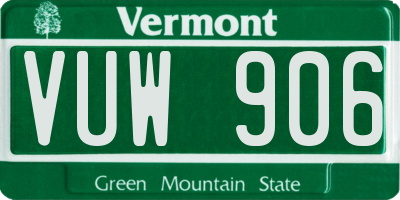 VT license plate VUW906