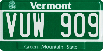 VT license plate VUW909