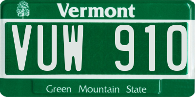 VT license plate VUW910