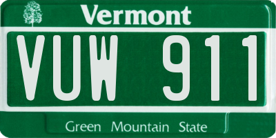 VT license plate VUW911