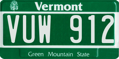 VT license plate VUW912