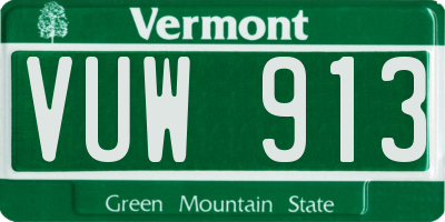 VT license plate VUW913