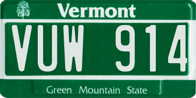 VT license plate VUW914