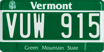 VT license plate VUW915