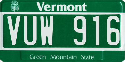 VT license plate VUW916