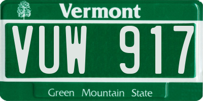 VT license plate VUW917