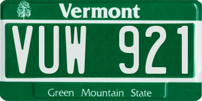 VT license plate VUW921