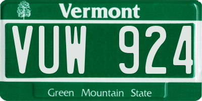 VT license plate VUW924