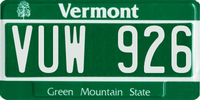 VT license plate VUW926