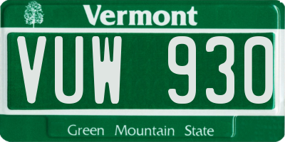 VT license plate VUW930