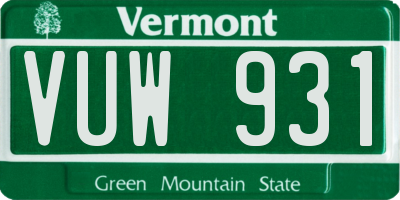 VT license plate VUW931