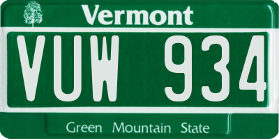 VT license plate VUW934
