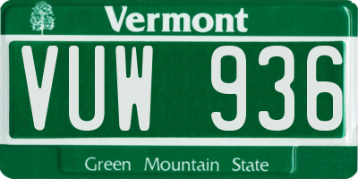 VT license plate VUW936