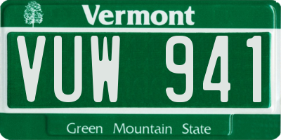 VT license plate VUW941