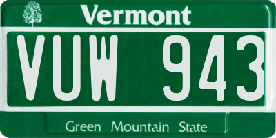 VT license plate VUW943
